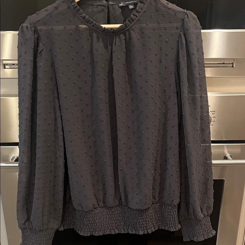 ADRIANA PAPELL: Dark Grey Work Blouse